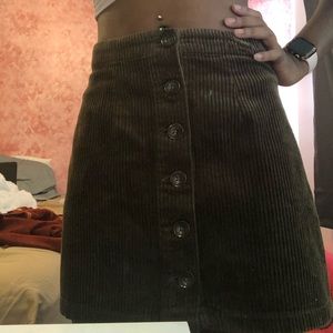 Brown Corduroy Button Skirt